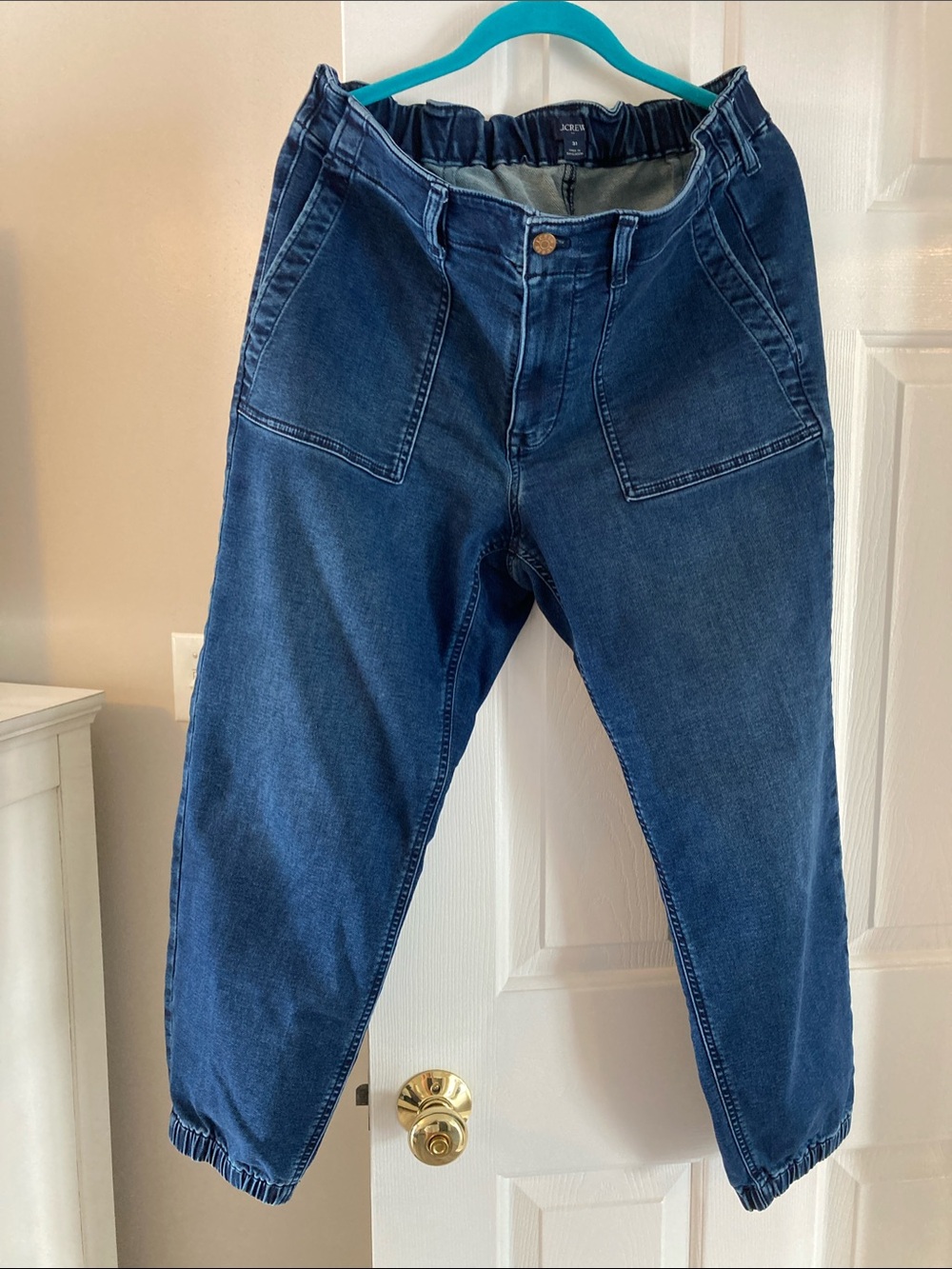 J. Crew Factory Dark Blue Boyfriend Jeans with Patch Pockets. Worn once